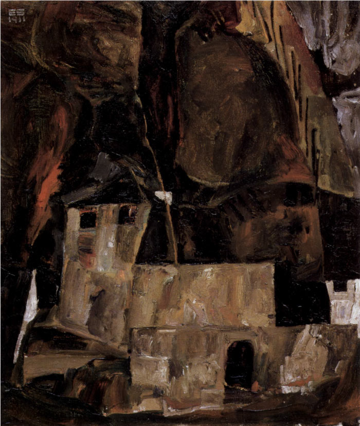 埃贡·席勒（ Egon Schiele）高清作品-《墙和房子》