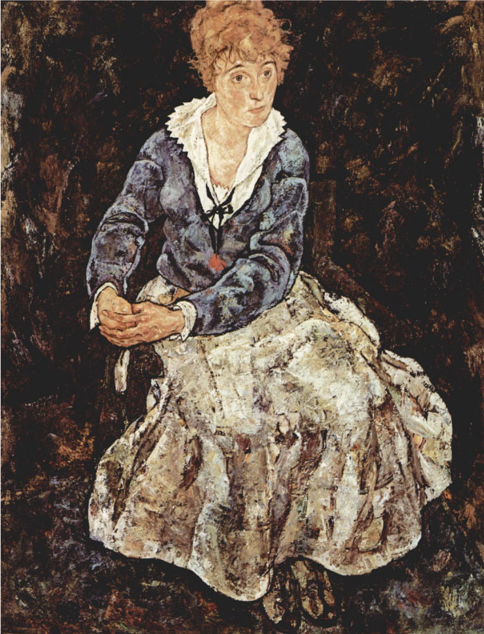 埃贡·席勒（ Egon Schiele）高清作品-《艺术女郎，伊迪丝·席勒 (1918)》-1