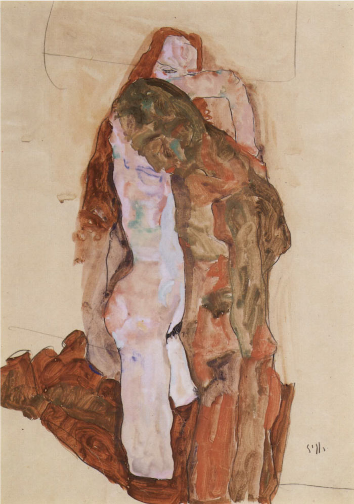 埃贡·席勒（ Egon Schiele）高清作品-《女人与男人》
