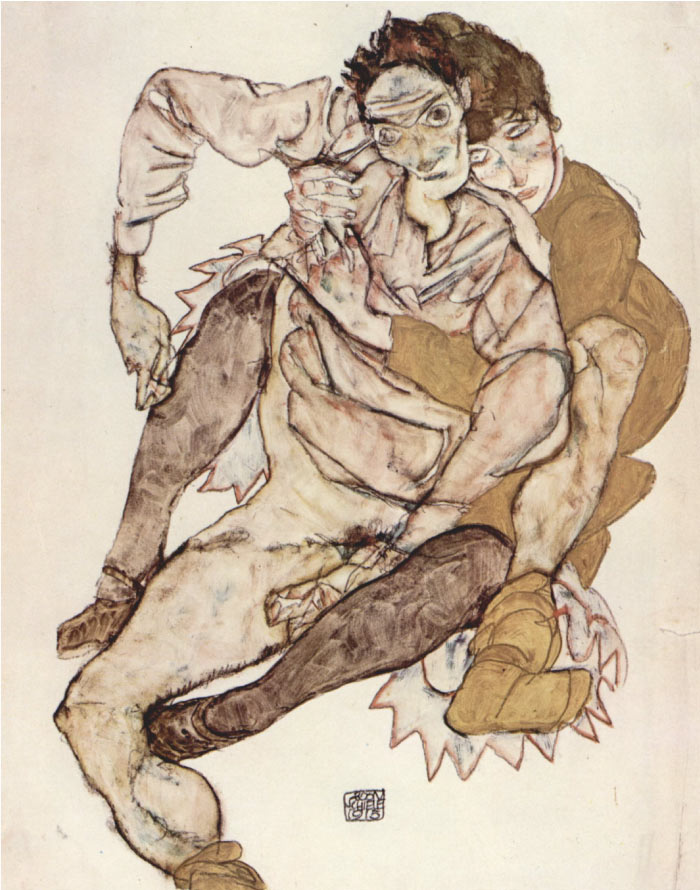 埃贡·席勒（ Egon Schiele）高清作品-坐着的夫妇