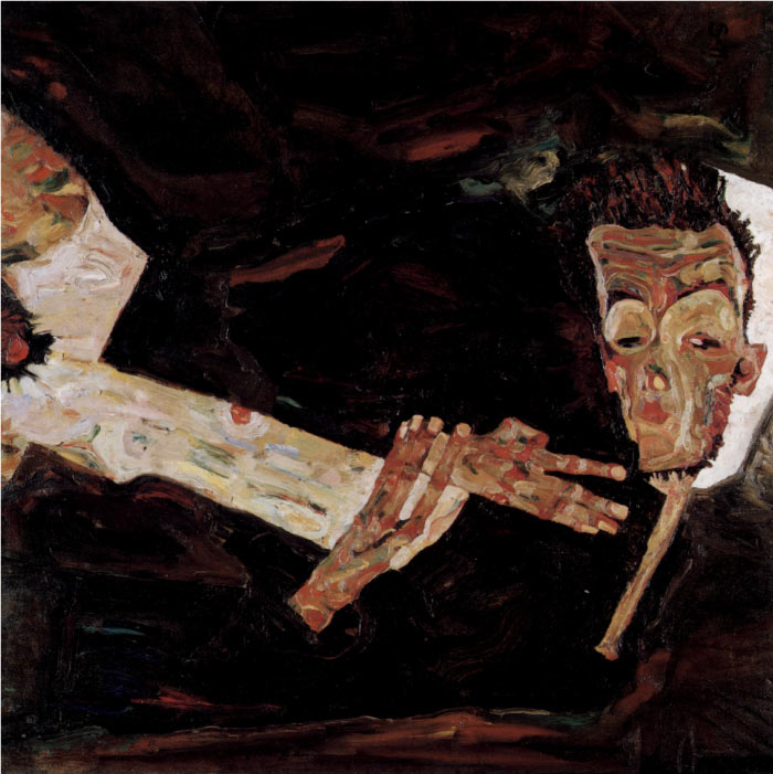 埃贡·席勒（ Egon Schiele）高清作品-自画像