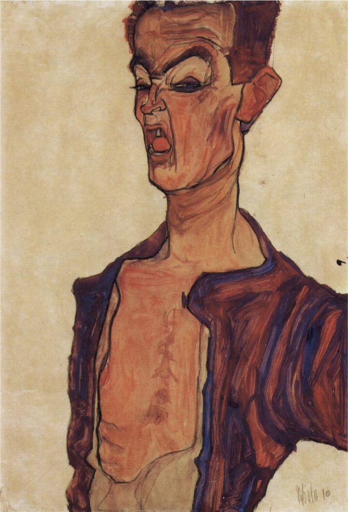 埃贡·席勒（ Egon Schiele）高清作品-自画像_076