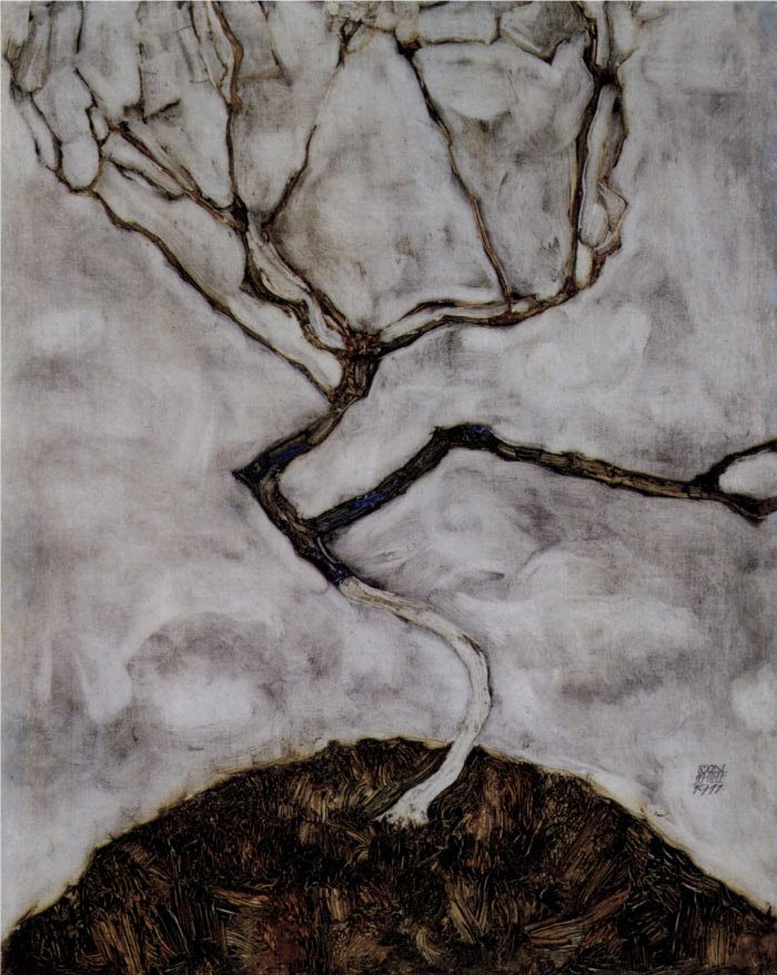 埃贡·席勒（ Egon Schiele）高清作品-深秋的小树