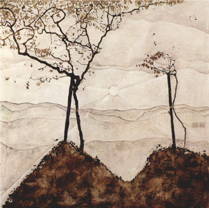 埃贡·席勒（ Egon Schiele）高清作品-秋天的阳光和树木