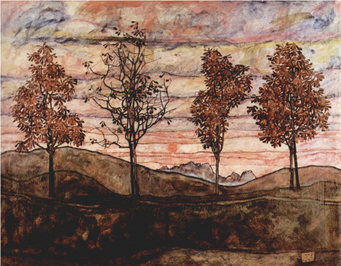 埃贡·席勒（ Egon Schiele）高清作品-四棵树