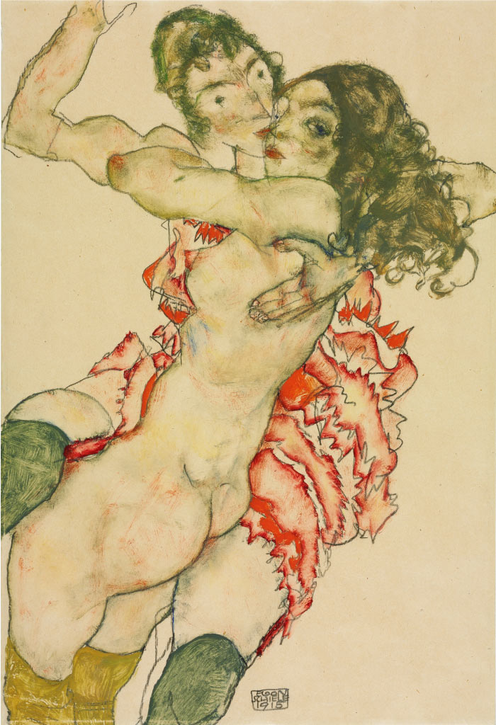 埃贡·席勒（ Egon Schiele）高清作品-两个拥抱的女人