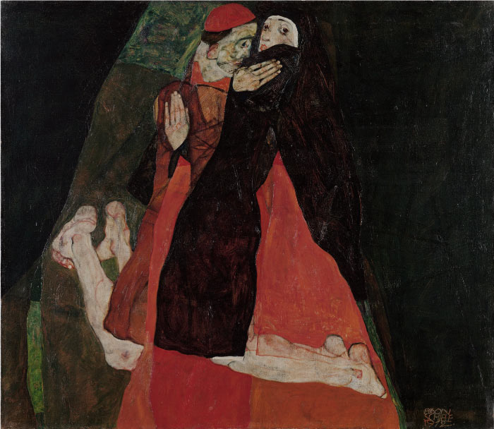 埃贡·席勒（ Egon Schiele）高清作品-红衣主教和修女