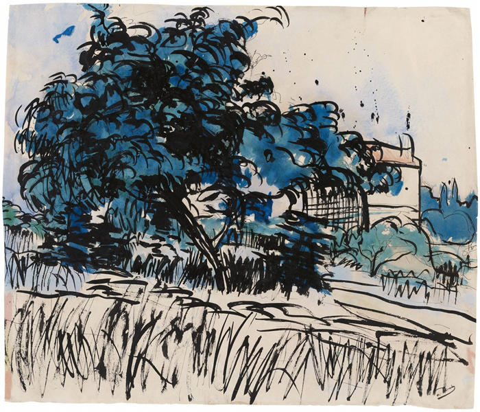 安德烈·德朗(André Derain)高清作品-《1901,Paysage(水彩和印度墨水)》