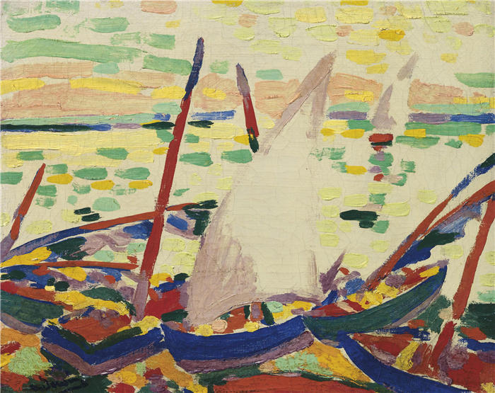 安德烈·德朗（André Derain）高清作品-《科利乌尔海滩上的船只，1905年》