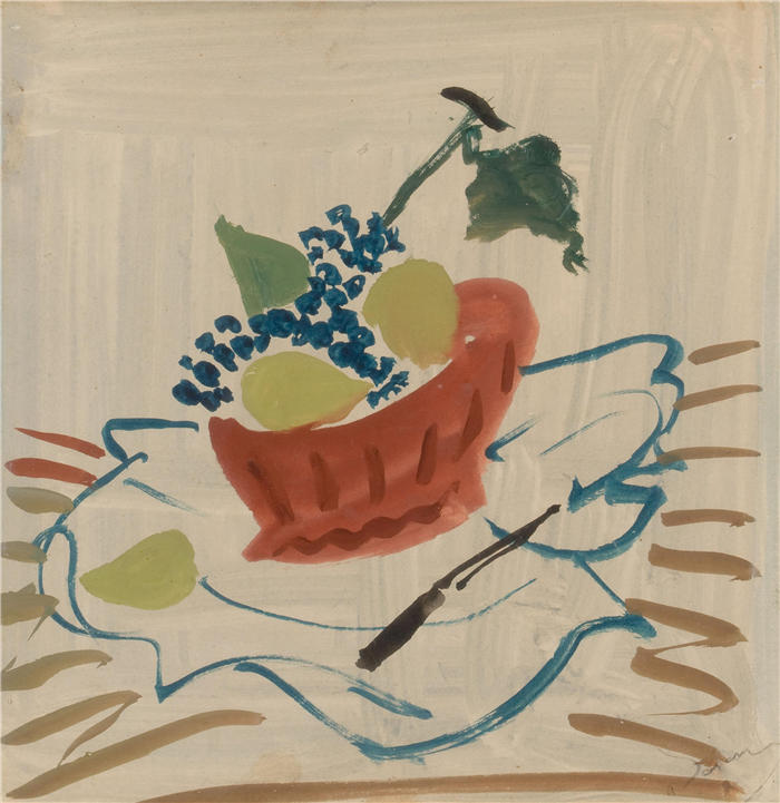 安德烈·德朗（André Derain）高清作品-《水果静物（水彩、水粉画）》