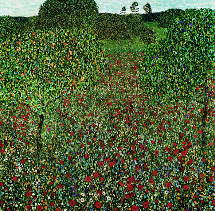 古斯塔夫·克里姆特(Gustav Klimt)- 罂栗的原野 油画 102x100-1