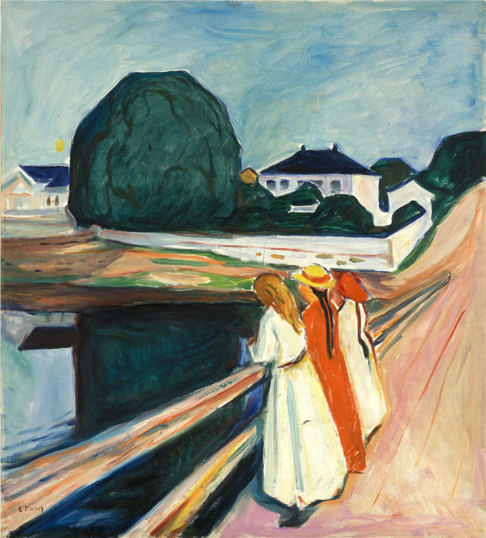 爱德华·蒙克（Edvard Munch）高清作品 - 桥上的女孩 (1927)
