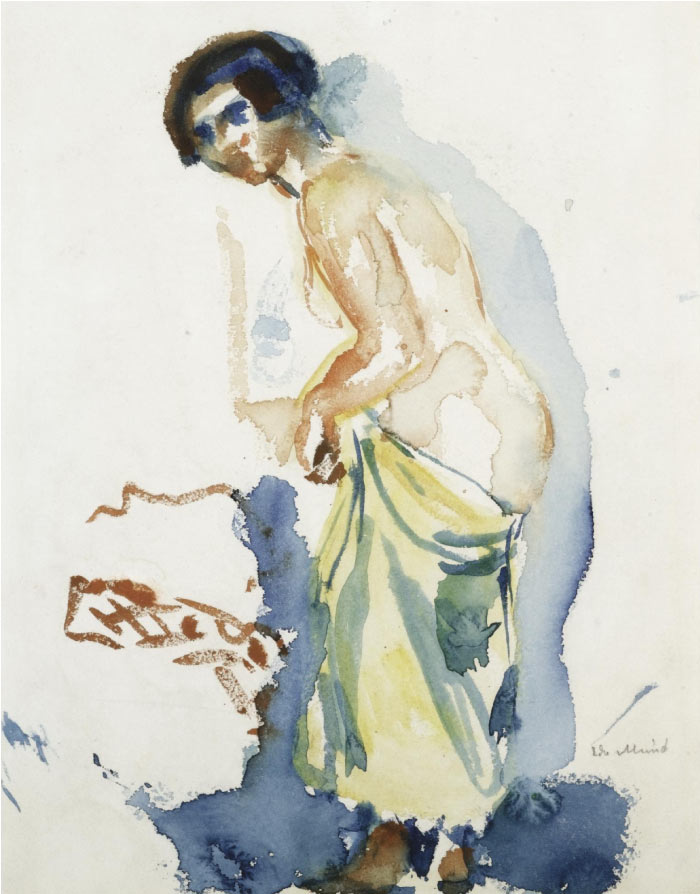 爱德华·蒙克（Edvard Munch）高清作品 - 裸体站立连衣裙