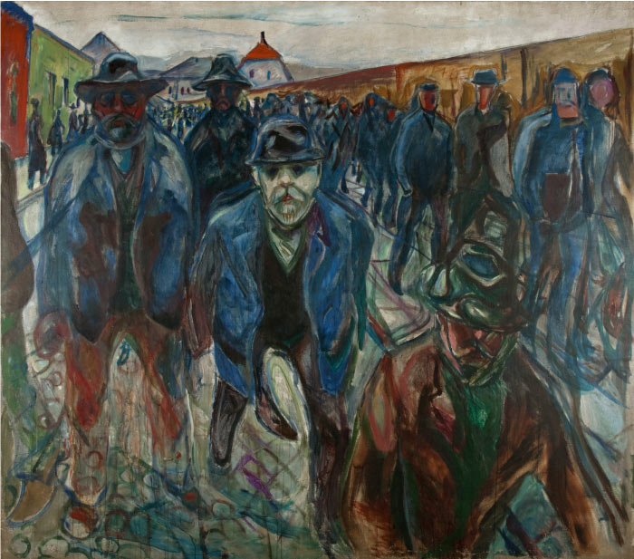 爱德华·蒙克(Edvard Munch)高清作品 - 工人在回家的路上,1913-14
