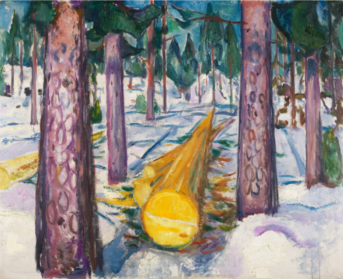 爱德华·蒙克（Edvard Munch）高清作品 - 黄色木材 The Yellow Log, 1912年