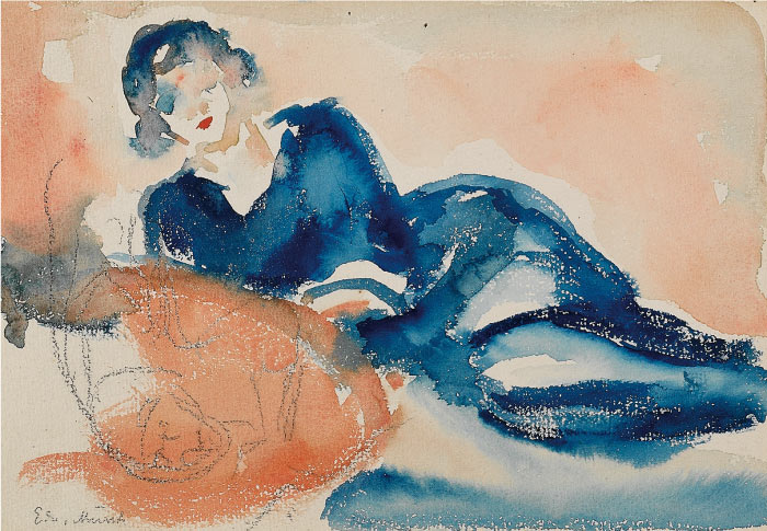 爱德华·蒙克（Edvard Munch）高清作品 - 斜躺的女人
