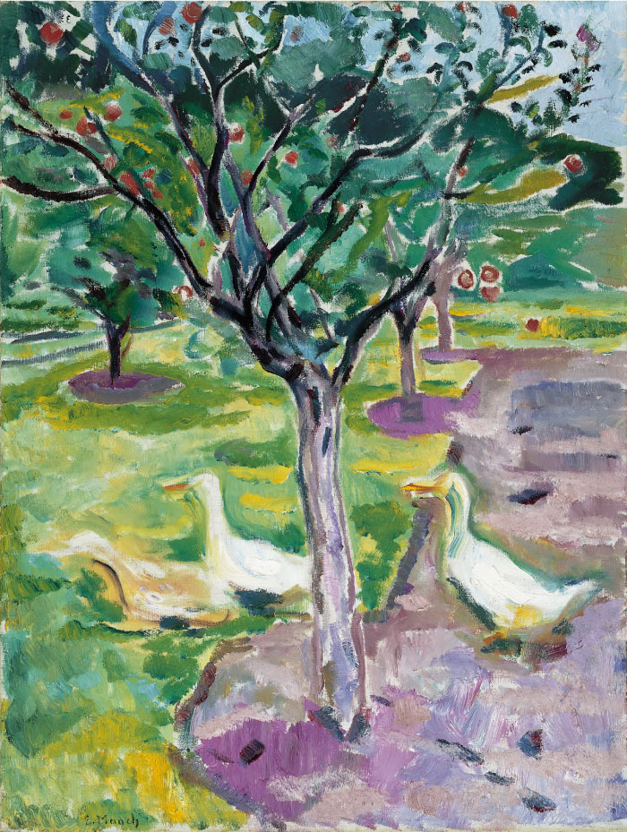 爱德华·蒙克（Edvard Munch）高清作品 - 树下的鸭子 1911年