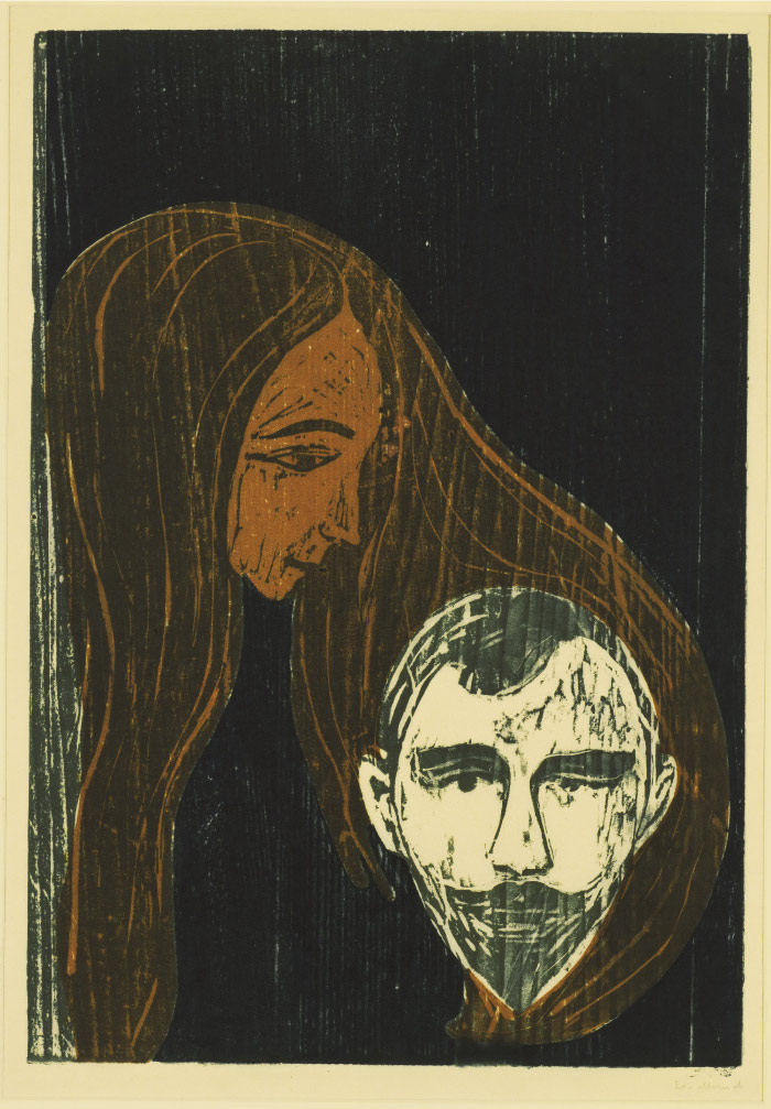 爱德华·蒙克（Edvard Munch）版画高清作品 - 女性中的男人头