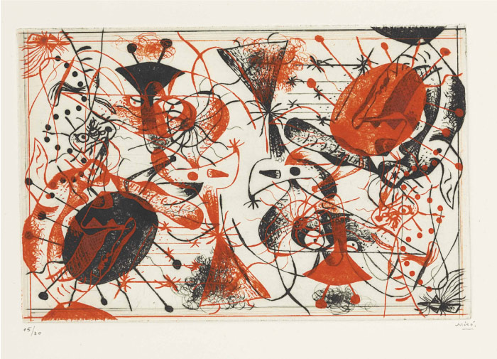 胡安·米罗（Joan Miró）高清作品 《SÉRIE NOIRE ET ROUGE​》（072）