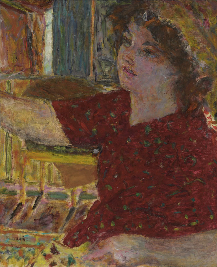皮埃尔·博纳尔(Pierre Bonnard)高清作品-穿红衣服的女子(029)