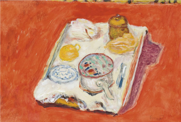 皮埃尔·博纳尔(Pierre Bonnard)高清作品-《红底的食物》(048)