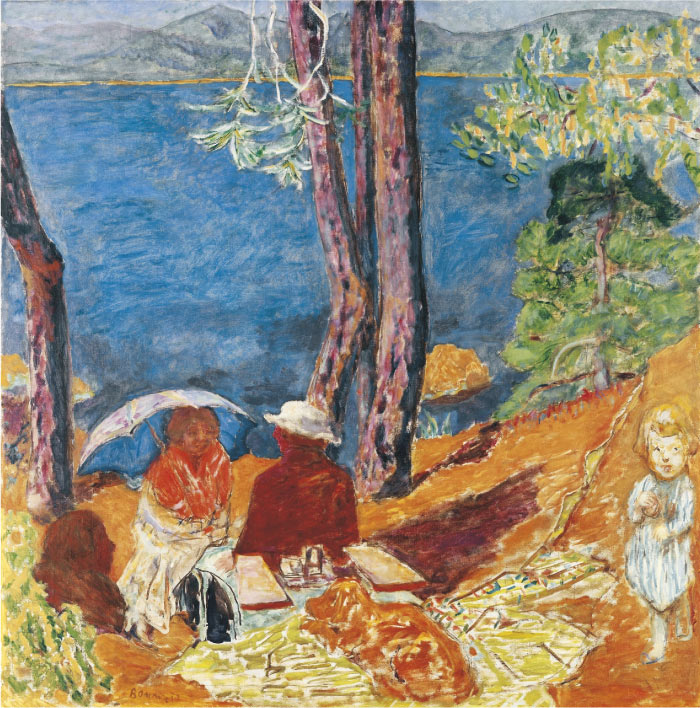 皮埃尔·博纳尔(Pierre Bonnard)高清作品-《在海边，在松树下》(002)