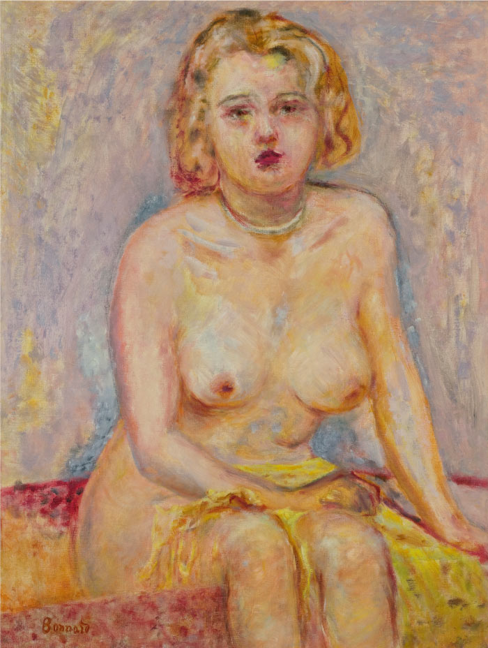 皮埃尔·博纳尔(Pierre Bonnard)高清作品-(050)《坐着的裸体金发女》