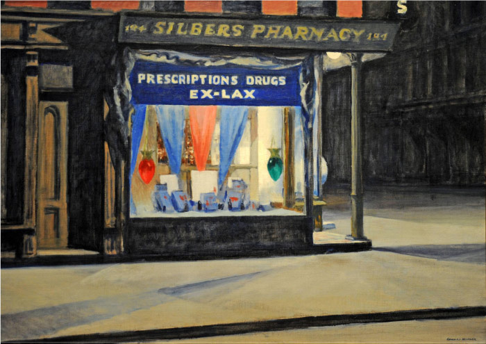 爱德华·霍普（Edward Hopper）高清作品-药店 1927年