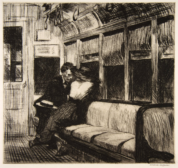 爱德华·霍普（Edward Hopper）高清作品-El Train之夜 1920年