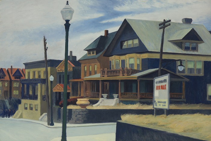 爱德华·霍普(Edward Hopper)高清作品-威霍肯上空的东风1934年