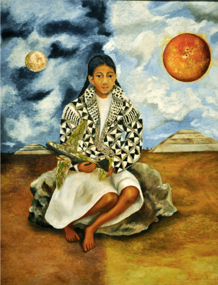 弗里达·卡罗（Frida Kahlo，墨西哥）高清作品-卢查·玛丽亚的肖像，来自特瓦坎的女孩