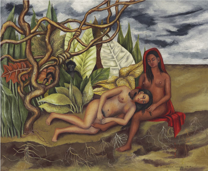 弗里达·卡罗（Frida Kahlo，墨西哥）高清作品-森林中的两个裸体（地球本身）