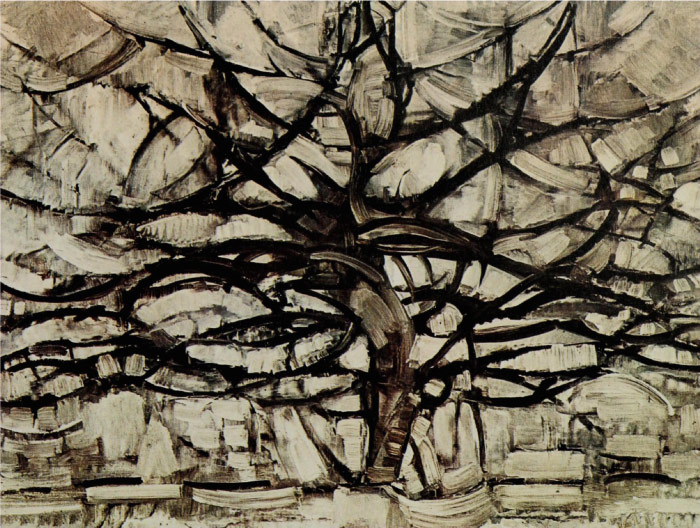 皮特·蒙德里安(Piet Mondrian)高清作品-银树Silver Tree