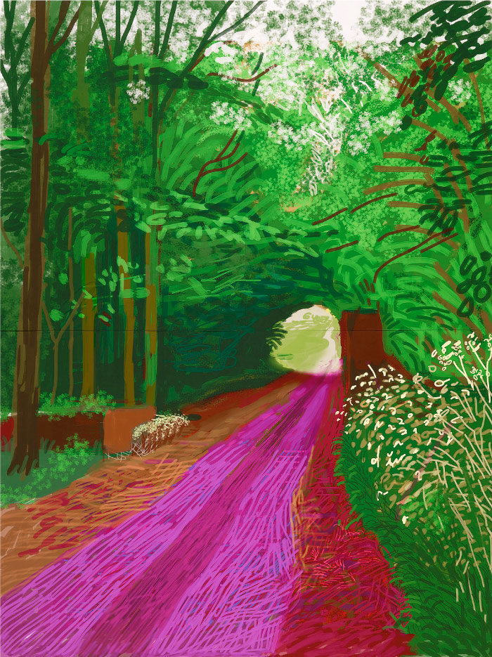 大卫·霍克尼（David Hockney，英国）高清作品-2011年春天在东约克郡沃尔德盖特的到来（iPad绘图打印）4