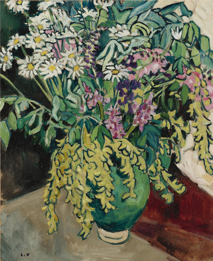 路易斯·沃塔特(Louis Valtat)高清作品-《绿罐里的田野之花》，1917年