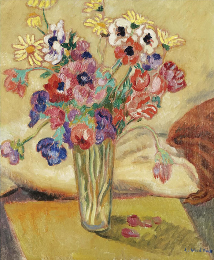 路易斯·沃塔特(Louis Valtat)高清作品-花瓶与花朵和银莲花，1915年