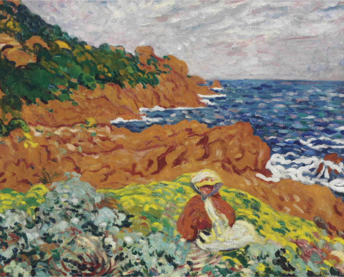 路易斯·沃塔特(Louis Valtat)高清作品-苏珊娜·瓦尔塔特在安西奥尔海岸，1904年