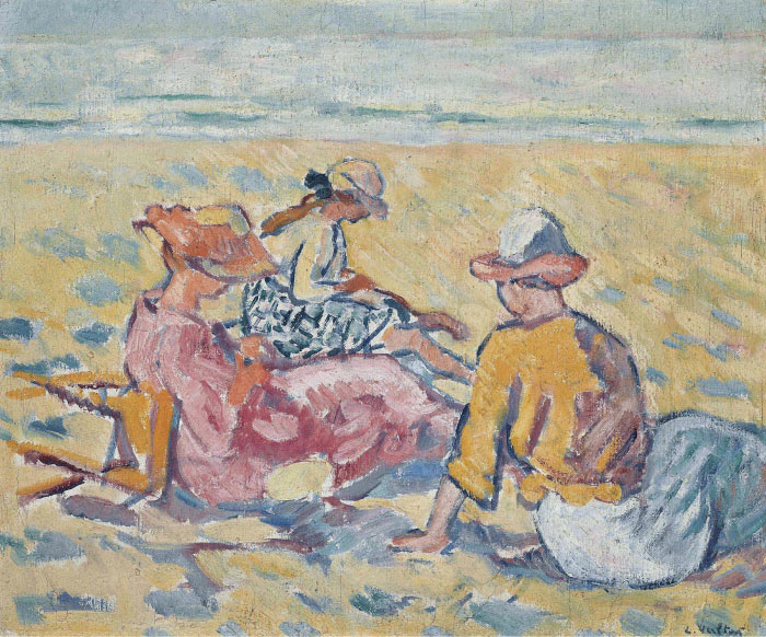 路易斯·沃塔特(Louis Valtat)高清作品-《海滩上的三个女人》，1918年