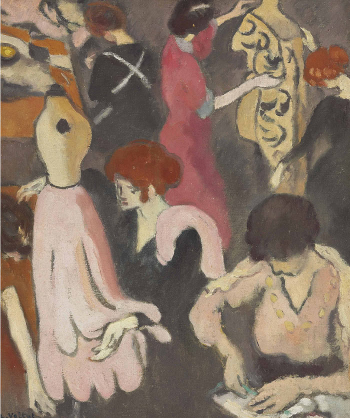 路易斯·沃塔特(Louis Valtat)高清作品-《带粉色人体模特的Couturieres》,1922年