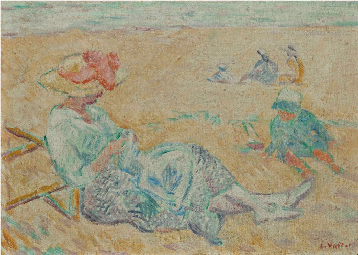 路易斯·沃塔特(Louis Valtat)高清作品-《海滩上的缝纫》，1916年