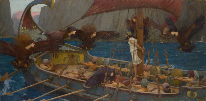 沃特豪斯(John William Waterhouse) 高清作品-37 尤利西斯与赛壬海妖