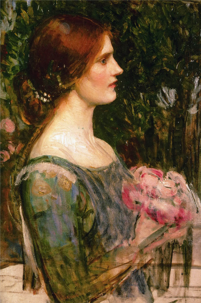 沃特豪斯(John William Waterhouse) 高清作品-73  捧花的女人