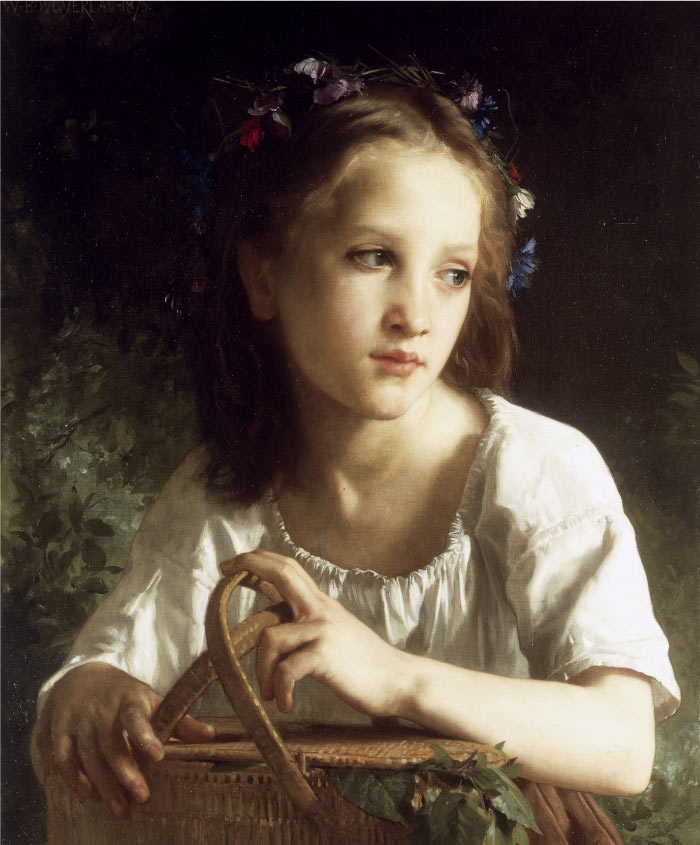 威廉·阿道夫·布格罗(William Adolphe Bouguereau)高清作品-拿篮子的女孩