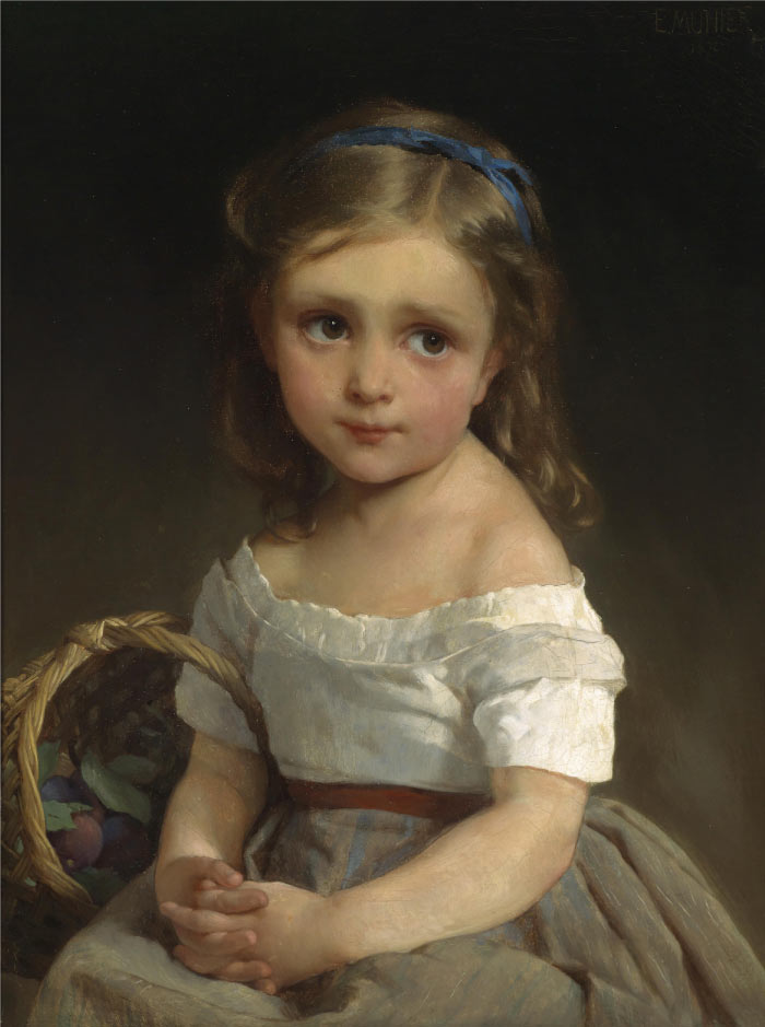 威廉·阿道夫·布格罗(William Adolphe Bouguereau)高清作品-拿花篮的小女孩