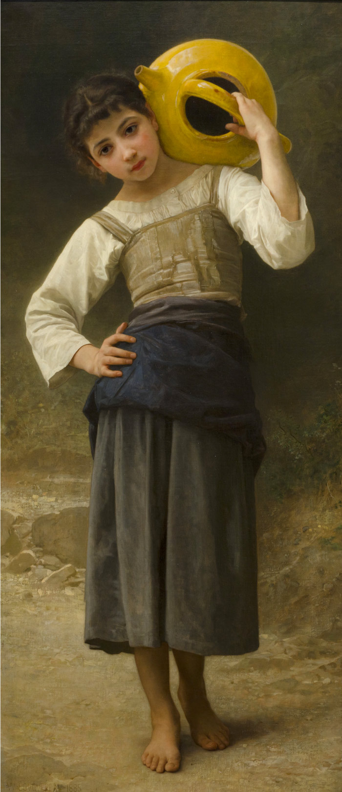 威廉·阿道夫·布格罗(William Adolphe Bouguereau)高清作品-去泉边的少女