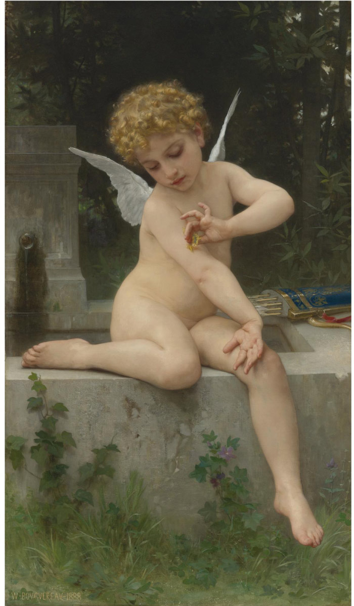 威廉·阿道夫·布格罗（William Adolphe Bouguereau)高清作品-丘比特与蝴蝶