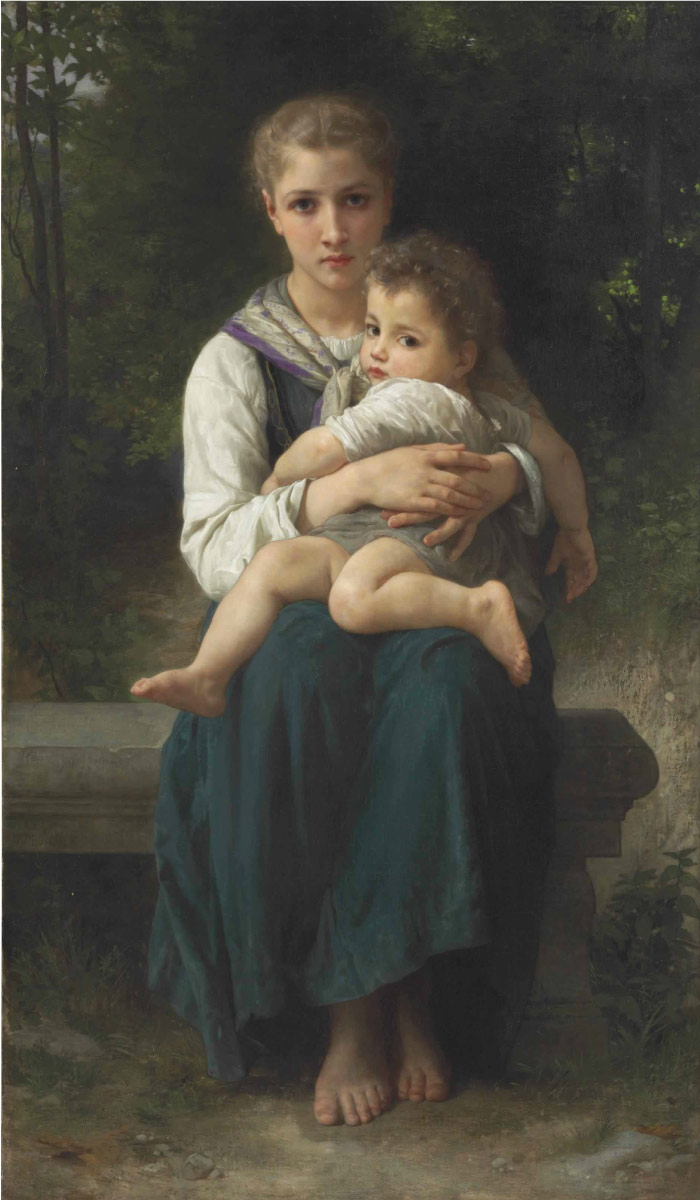 威廉·阿道夫·布格罗(William Adolphe Bouguereau)高清作品-两姐妹