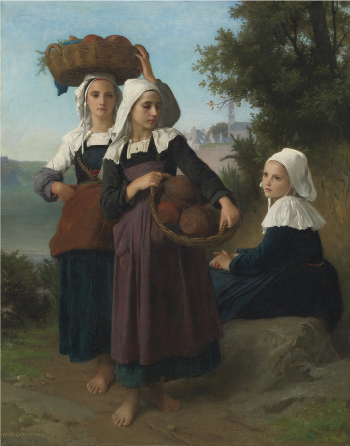 威廉·阿道夫·布格罗（William Adolphe Bouguereau)高清作品-从市场回来的女孩