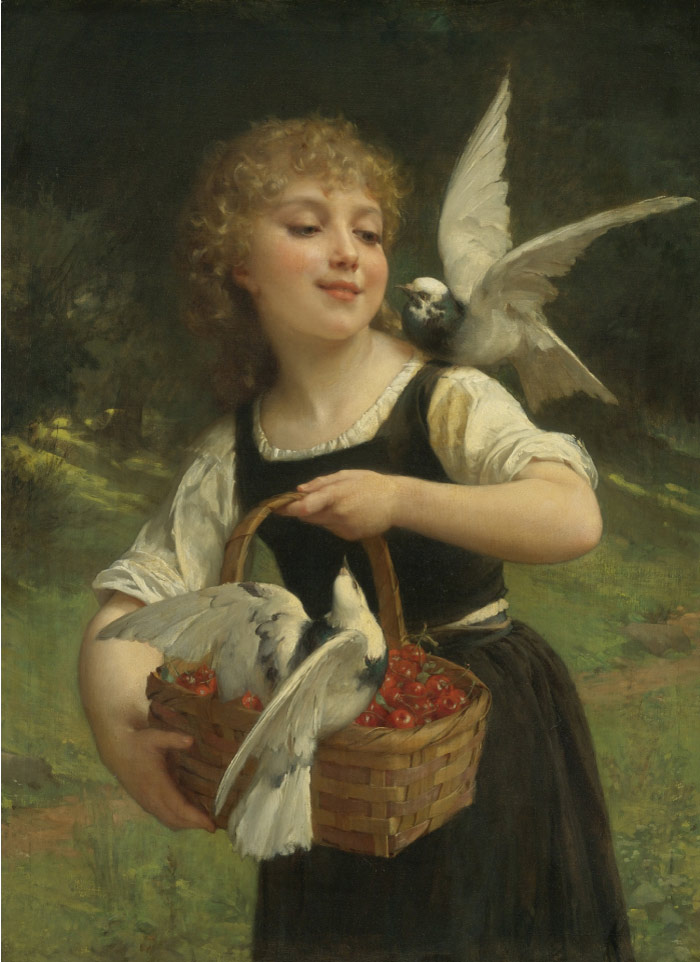 威廉·阿道夫·布格罗（William Adolphe Bouguereau)高清作品-樱桃鸽子