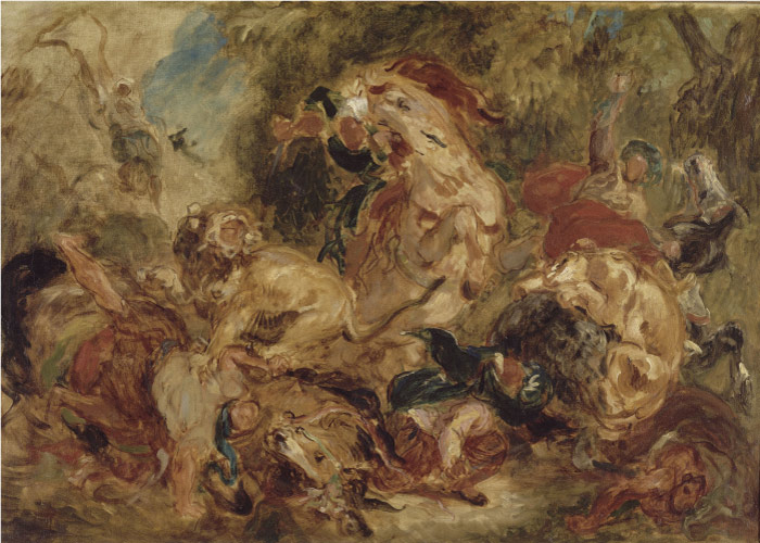 欧仁·德拉克鲁瓦（Eugene Delacroix）高清作品 -狮子狩猎